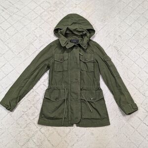 J. Crew Jacket Womens Xs Green Army Field Mechanic Military Utility Hooded